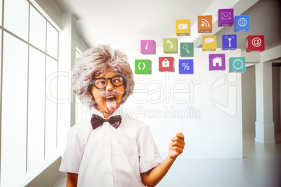 Composite image of pupil dressed up in wig