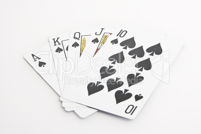 Spade Royal Flush cards on white