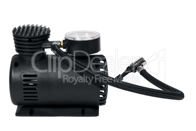 Car air compressor isolated over white with clipping path