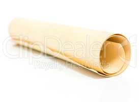 Scroll of old paper diplom isolated over white