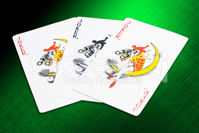 Jokers cards from a deck of playing cards