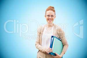 Composite image of teacher with books