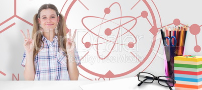 Composite image of geeky hipster smiling at camera