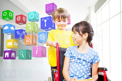 Composite image of cute pupils at the library