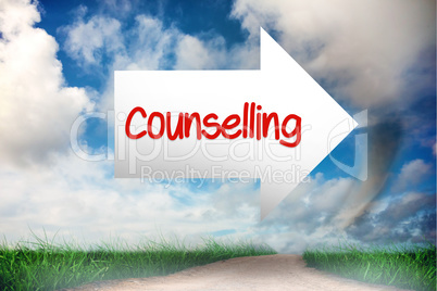 Counselling against road leading out to the horizon