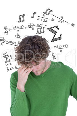 Composite image of thinking man