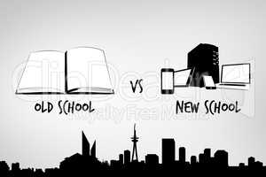 Composite image of old school vs new school