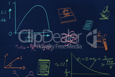 Composite image of math and science doodles