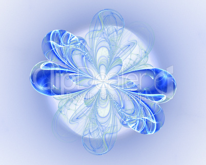 Abstract fractal design. Blue light flower.