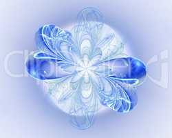 Abstract fractal design. Blue light flower.