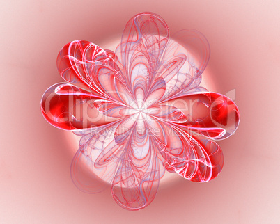 Abstract fractal design. Red light flower.