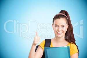 Composite image of student with thumbs up