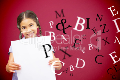 Composite image of smiling pupil showing paper