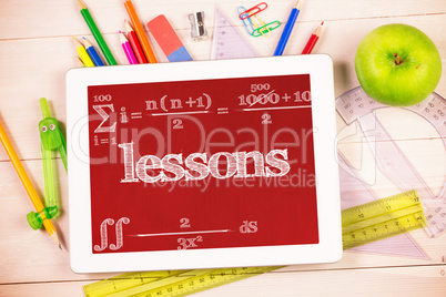 Lessons against students desk with tablet pc