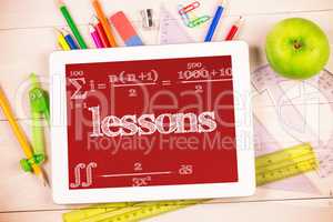Lessons against students desk with tablet pc