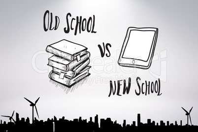 Composite image of old school vs new school doodle