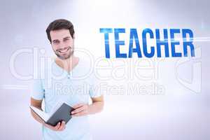 Teacher against grey background