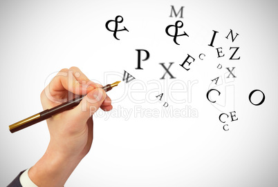 Composite image of hand writing with fountain pen Composite image of hand writing with fountain pen