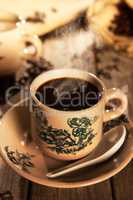 Traditional style Nanyang coffee in vintage mug