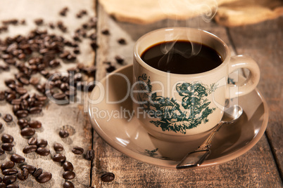 Traditional style Chinese coffee in vintage mug