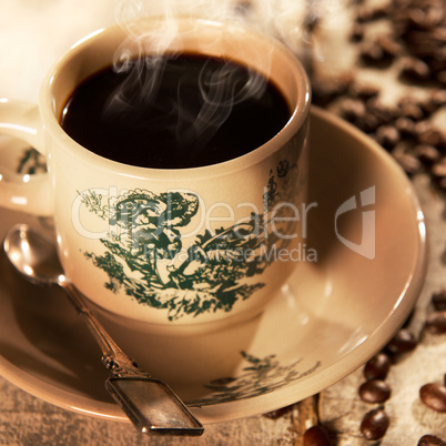 Traditional style Malaysian Chinese coffee in vintage mug