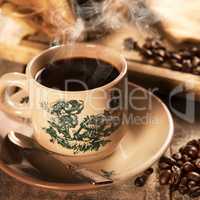 Traditional style Singaporean Chinese coffee in vintage mug