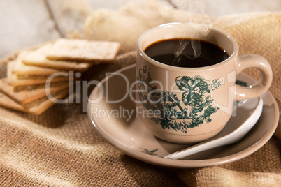 Traditional Malaysian Chinese coffee and soda crackers