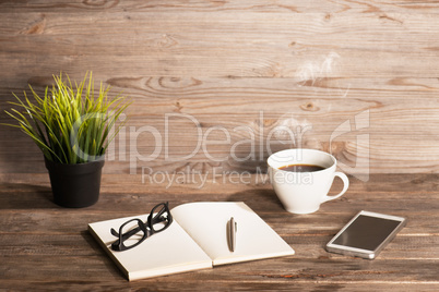 Business interior wooden workplace