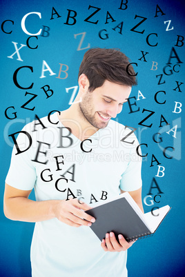 Composite image of student reading book