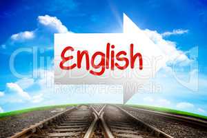English against railway leading to blue sky