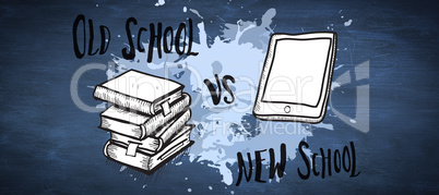 Composite image of old school vs new school doodle