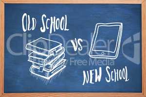 Composite image of old school vs new school doodle