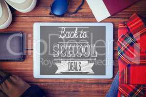 Composite image of back to school deals message