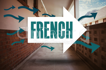 French against empty hallway