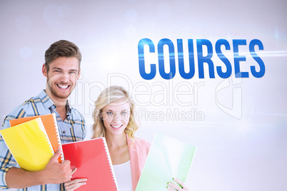 Courses against grey background