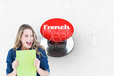 French against digitally generated red push button