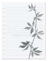 Exercise book with black-white virginia creeper twig