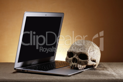 Laptop And Skull