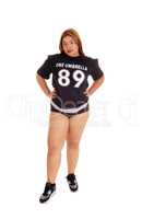 East Indian girl in black sports outfit.
