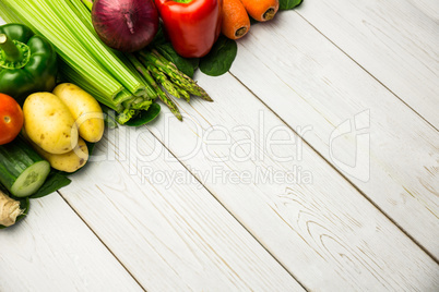 Line of vegetables on table