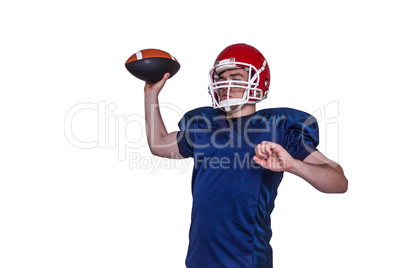 American football player throwing the ball