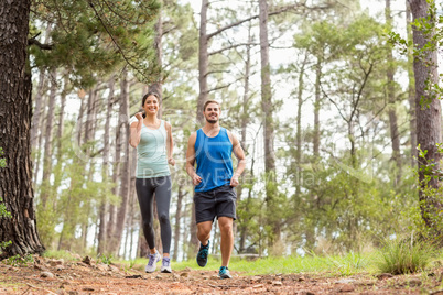 Happy joggers running