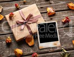 Blank photo frame with gift box