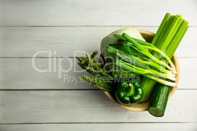 Green vegetables on table