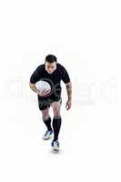 Rugby player running with the rugby ball