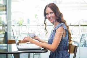 Pretty brunette using her laptop