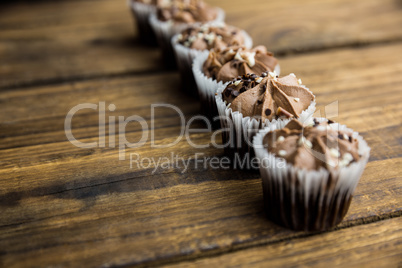 Chocolate cupcakes on a table