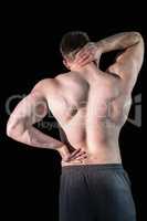 Strong bodybuilder with painful back and neck
