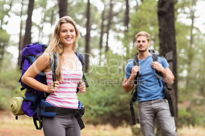 Young happy hiker couple