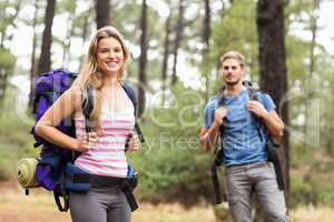 Young happy hiker couple